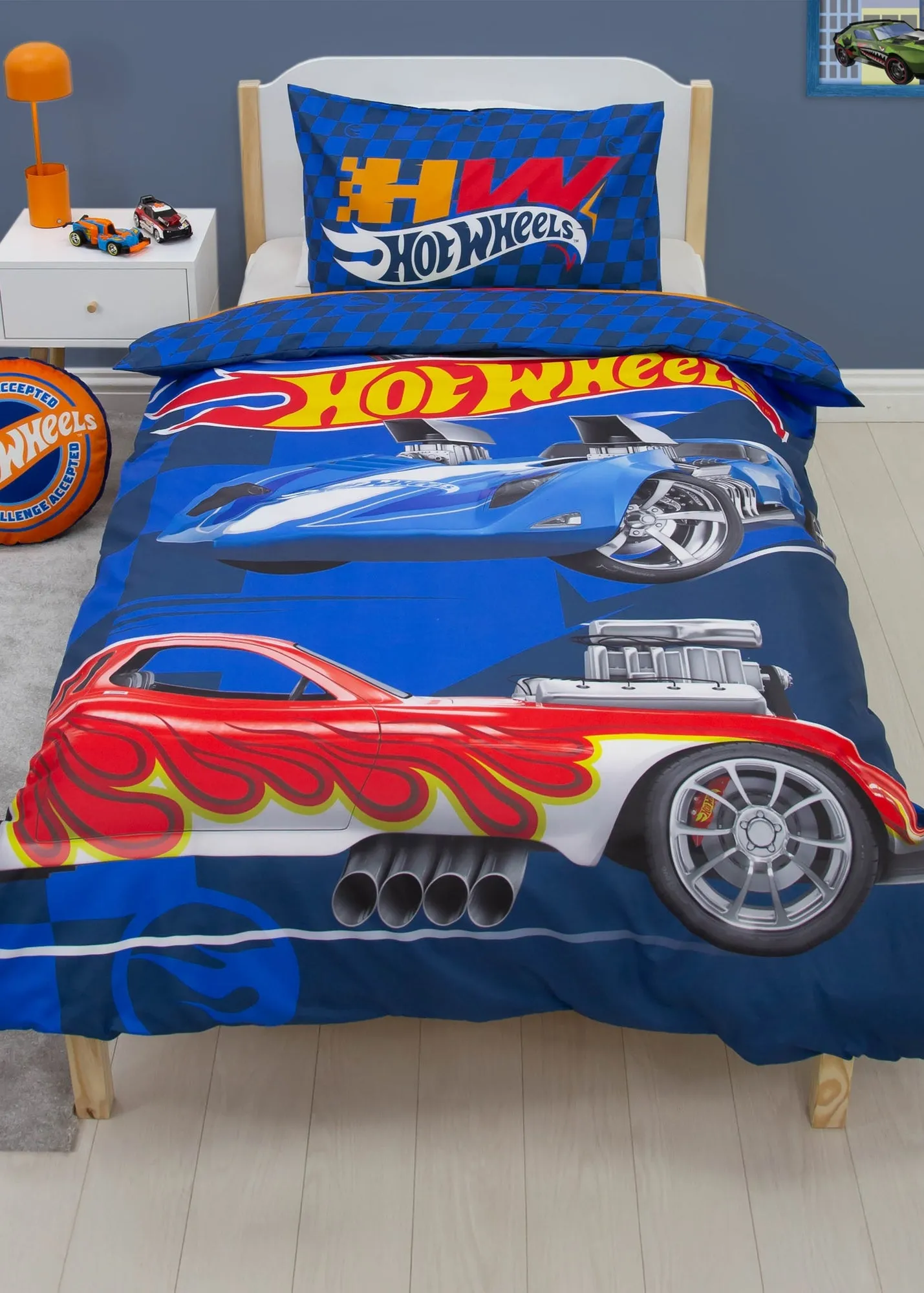 Hot Wheels Playful Single Duvet Set - Blue, Polycotton product
