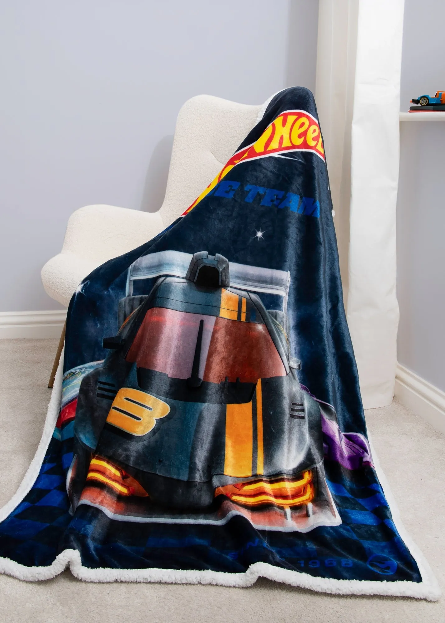 Hot Wheels Sherpa Back Fleece Blanket - Blue, Recycled Polyester product