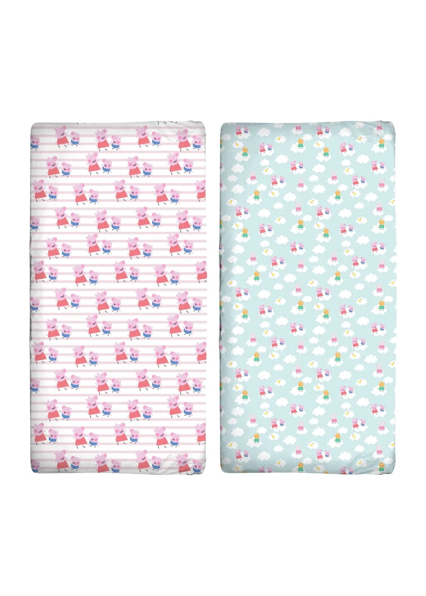 Lullabies Peppa Pig Cot Bed Fitted Sheet Set of 2 - Pink, Cotton product