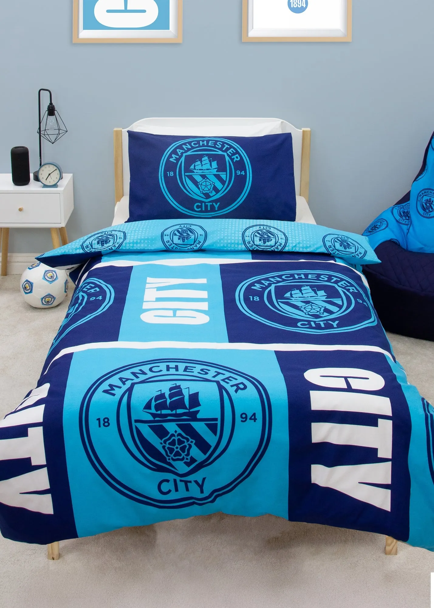 Manchester City FC Flashy Single Duvet Cover - Blue product