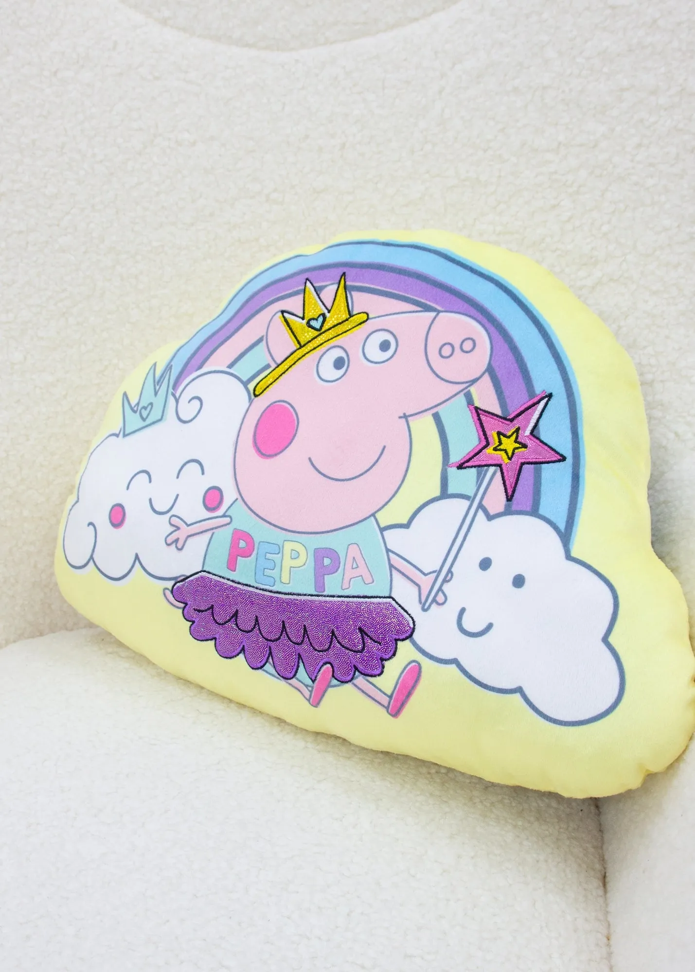 Peppa Pig Wand Shaped Reversible Cushion - Yellow product