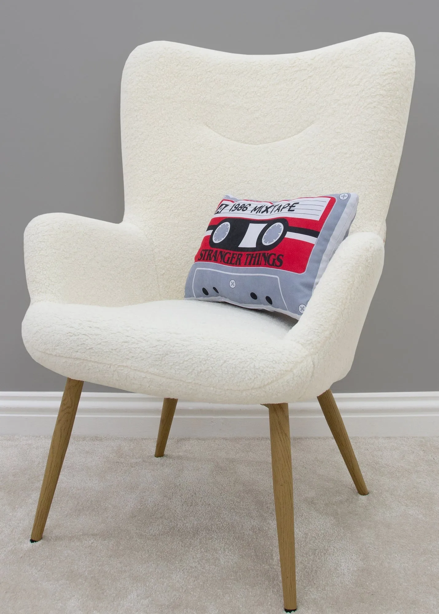 Stranger Things Cassette Tape Shaped Cushion - Grey, Polyester product
