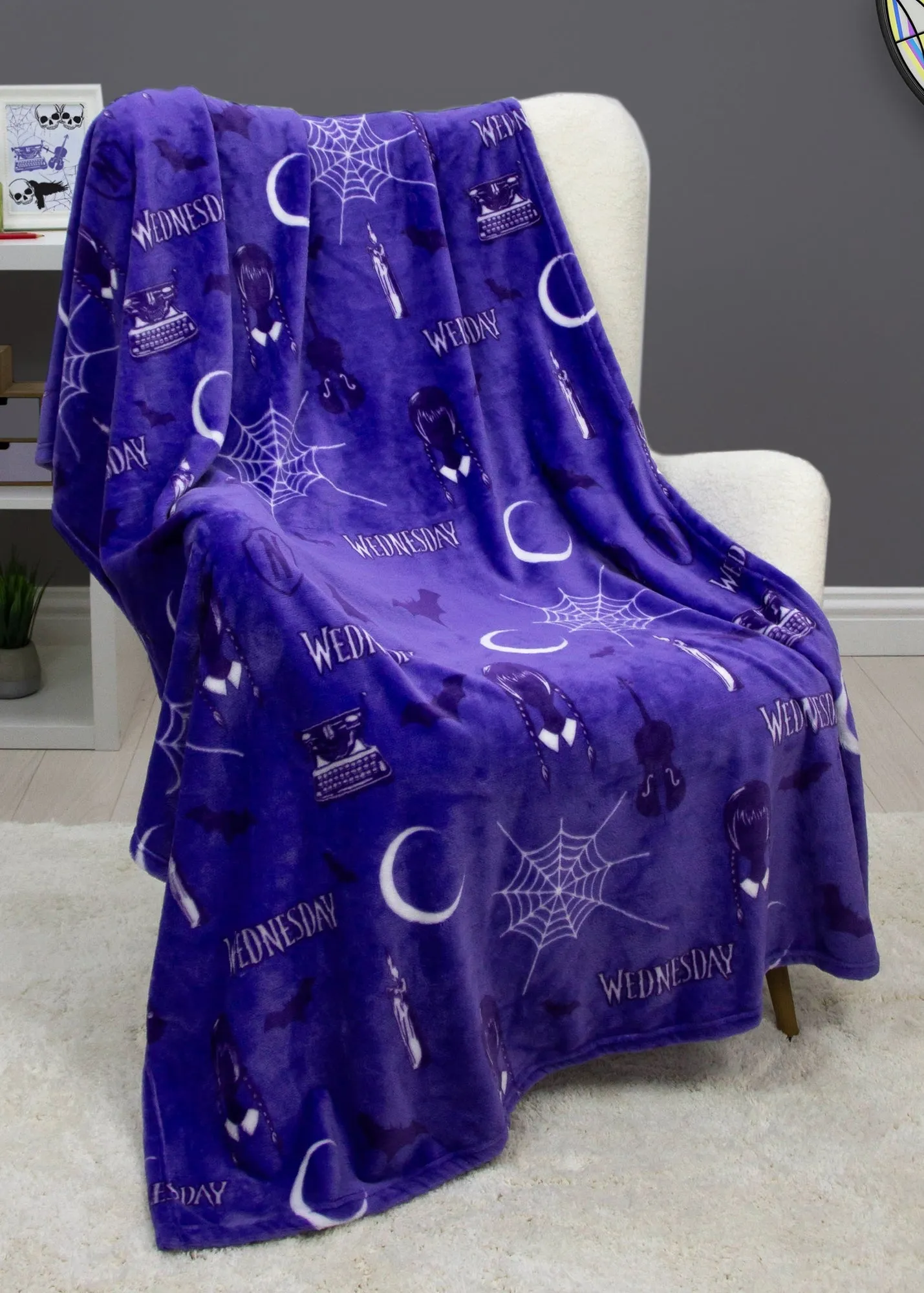 Destined Wednesday Fleece Throw - Purple, Polyester product