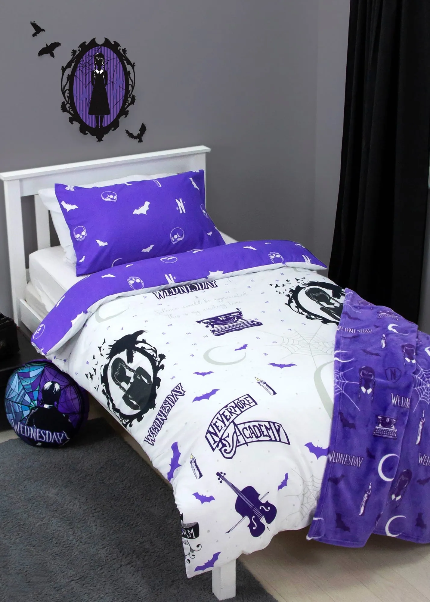 Wednesday Single Duvet Cover Set Reversible - Purple, Brushed Microfiber product