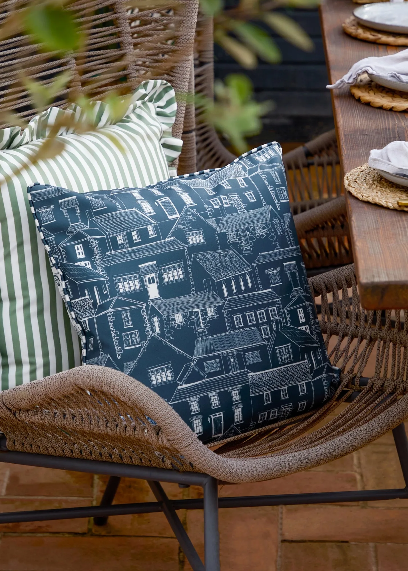 Abersoch Town Outdoor Cushion - Blue, Polyester product