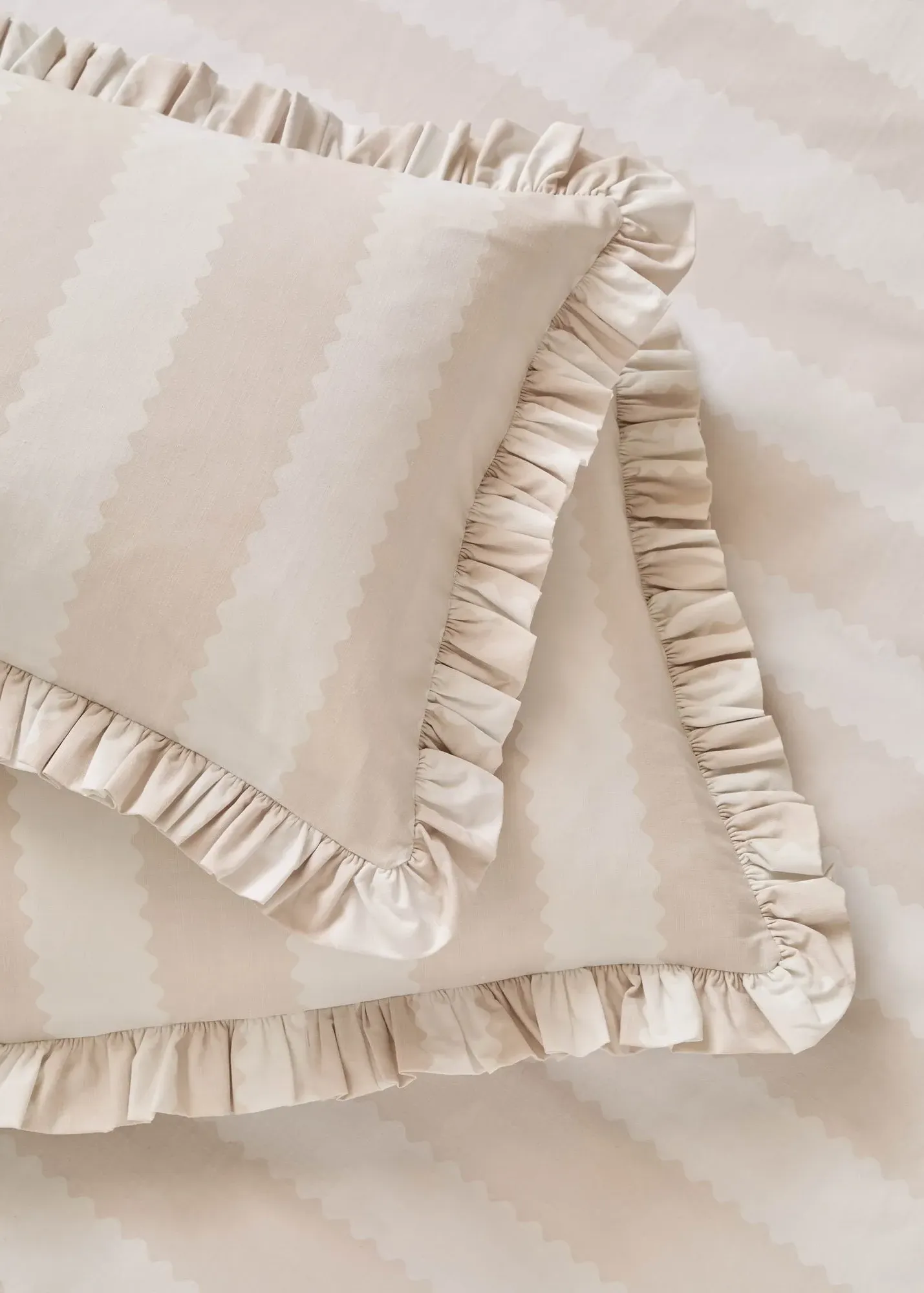 Birdie Stripe Ruffle Pillowcase Pair - Natural, Cotton product