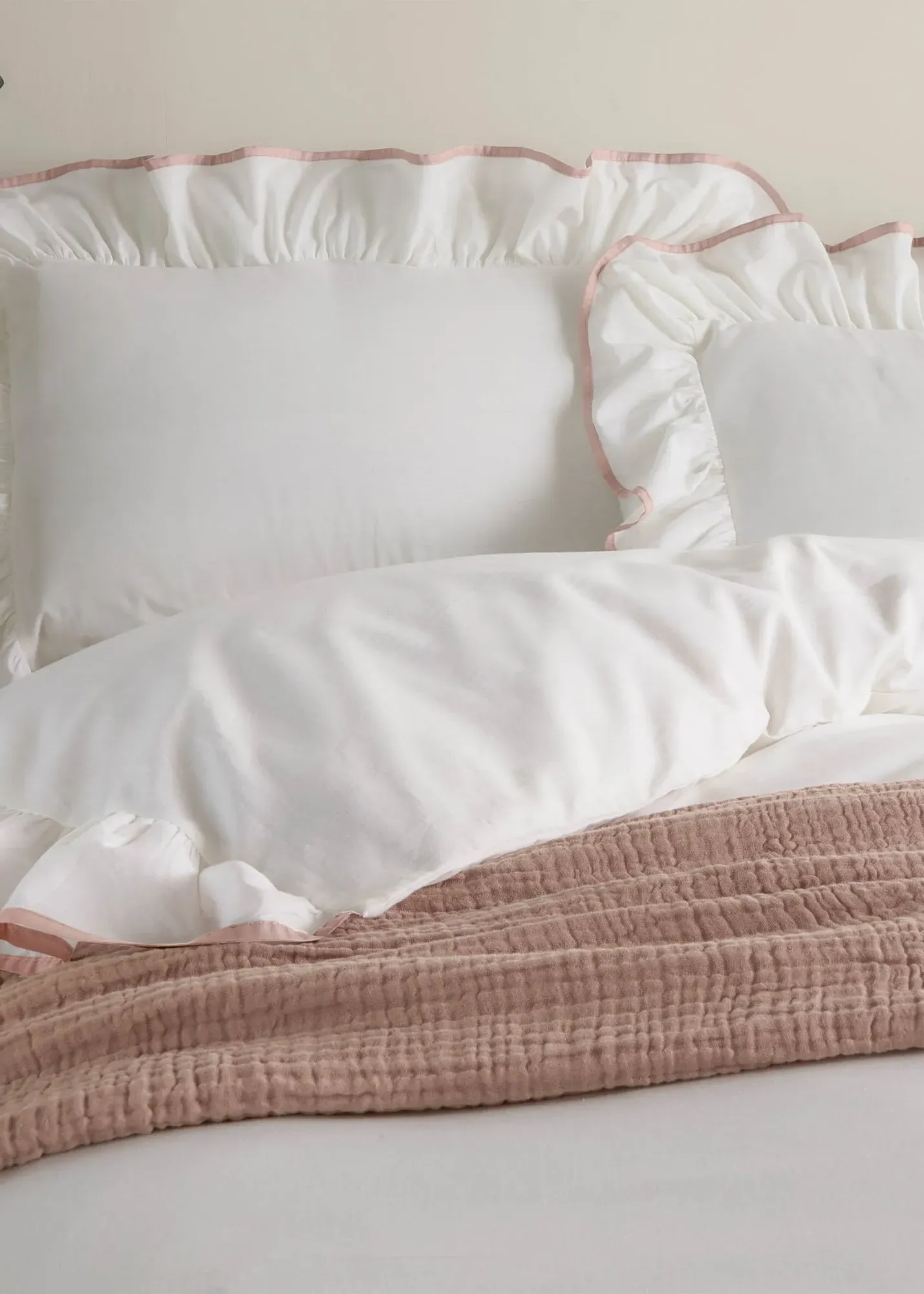 Blousey Ruffled Pillowcase - Pink, Cotton Sateen product