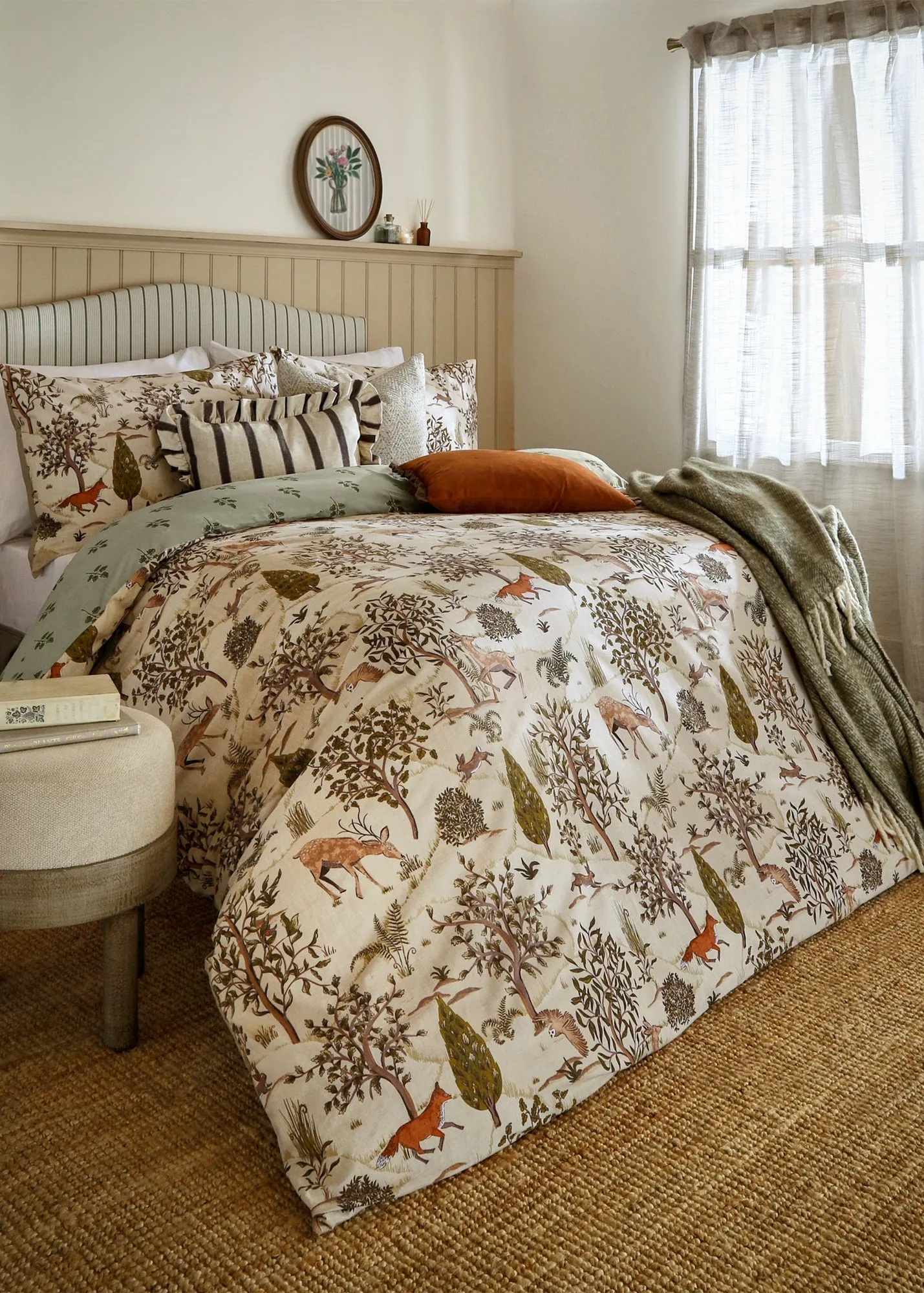 Fable Willow Single Duvet Set Reversible - Green product