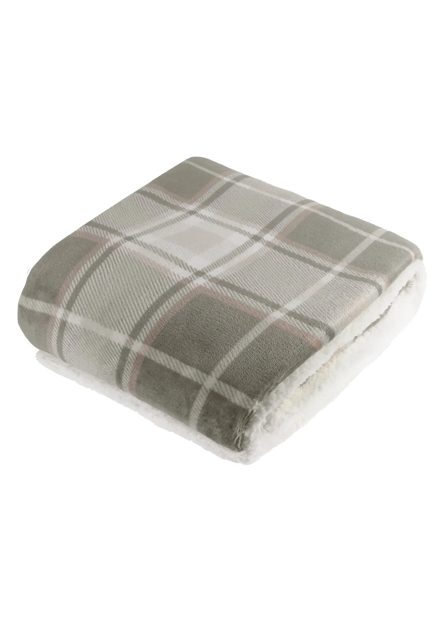 Braemar Sherpa Tartan Fleece Throw - Green, Polyester product
