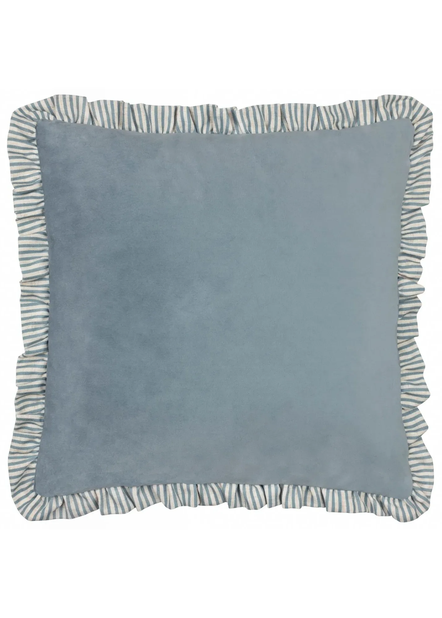 Solene Ruffle Matte Velvet Cushion - Blue, Polyester product