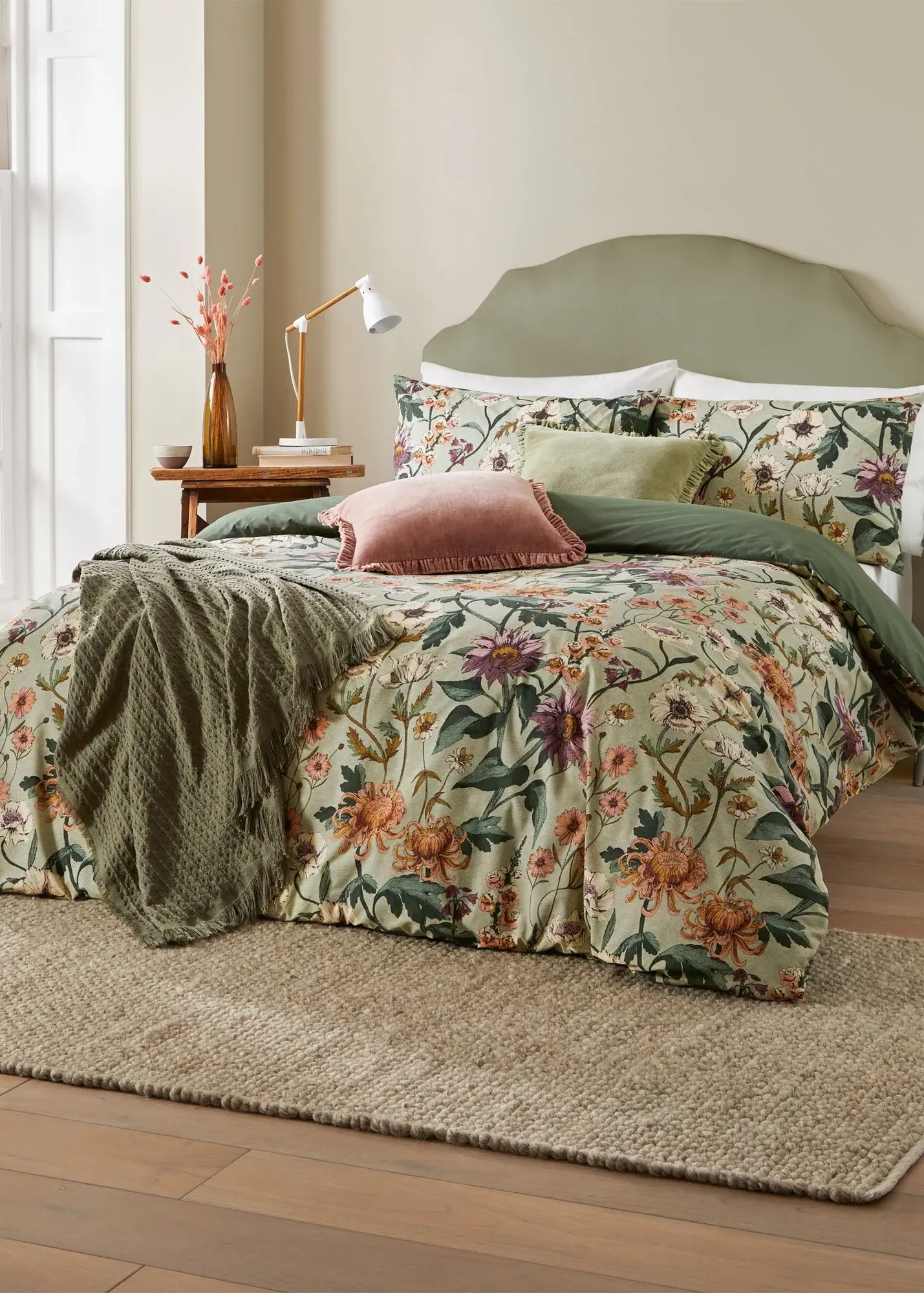 Wallflower Botanical Single Duvet Cover Set - Green product