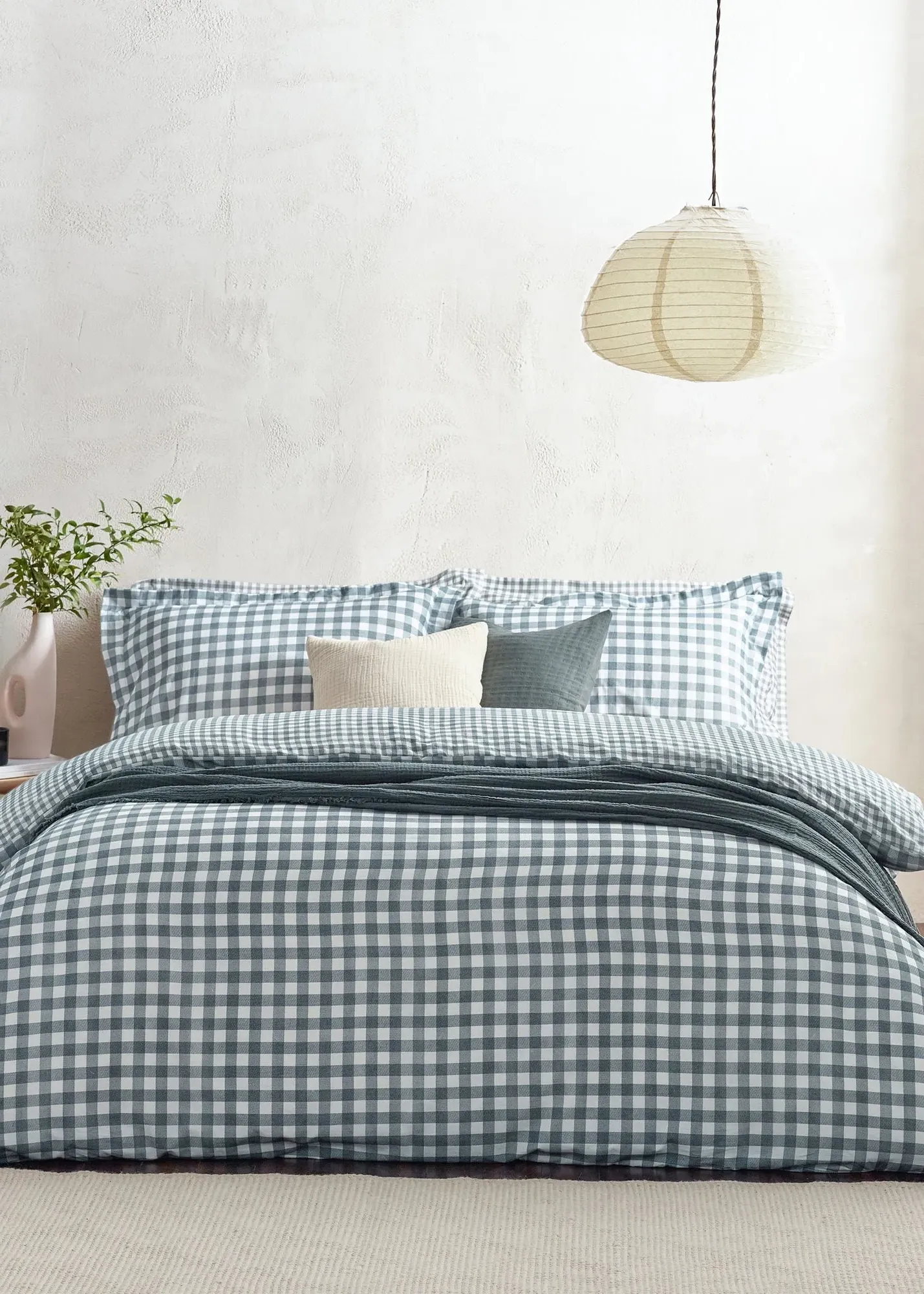 Barton Gingham Check Double Duvet Cover Set - Navy, Cotton product