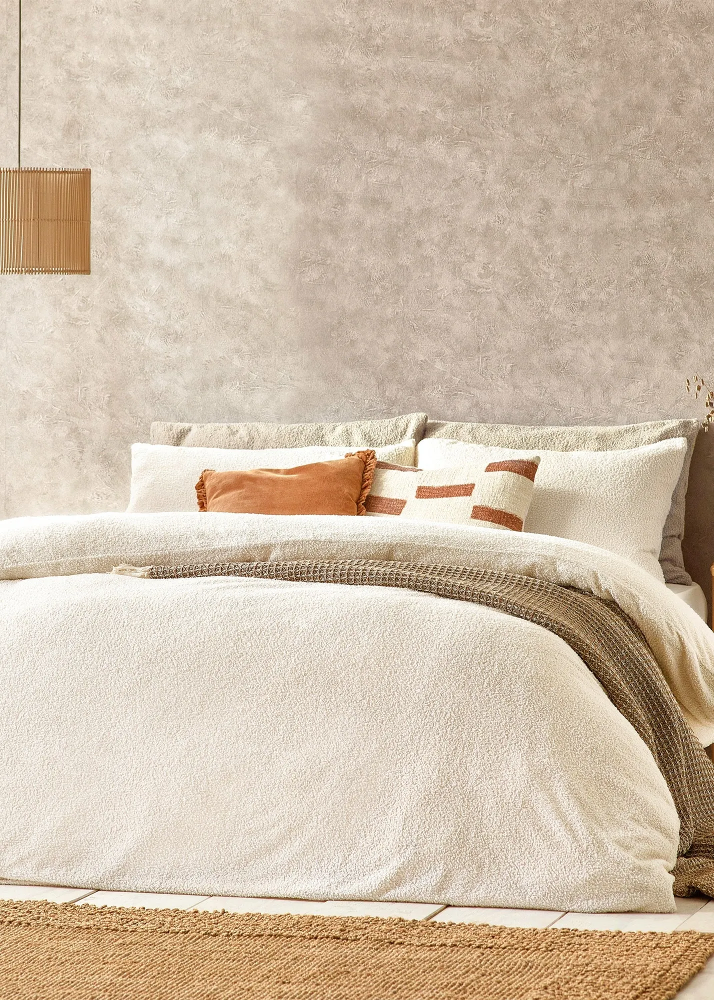 Boucle Textured Single Duvet Cover Set - Beige, Polyester product