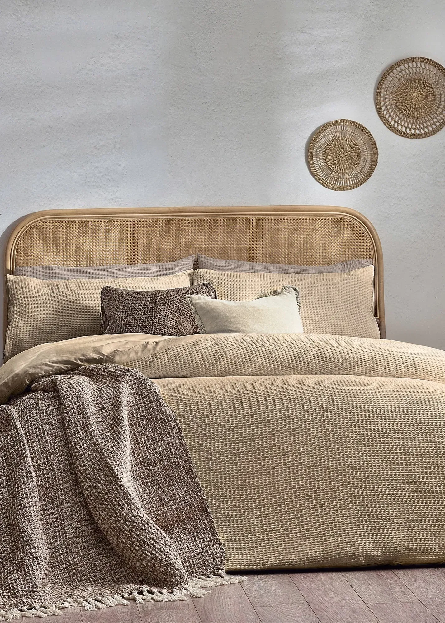 Chunky Waffle Super King Size Duvet Cover Set - White, Cotton product