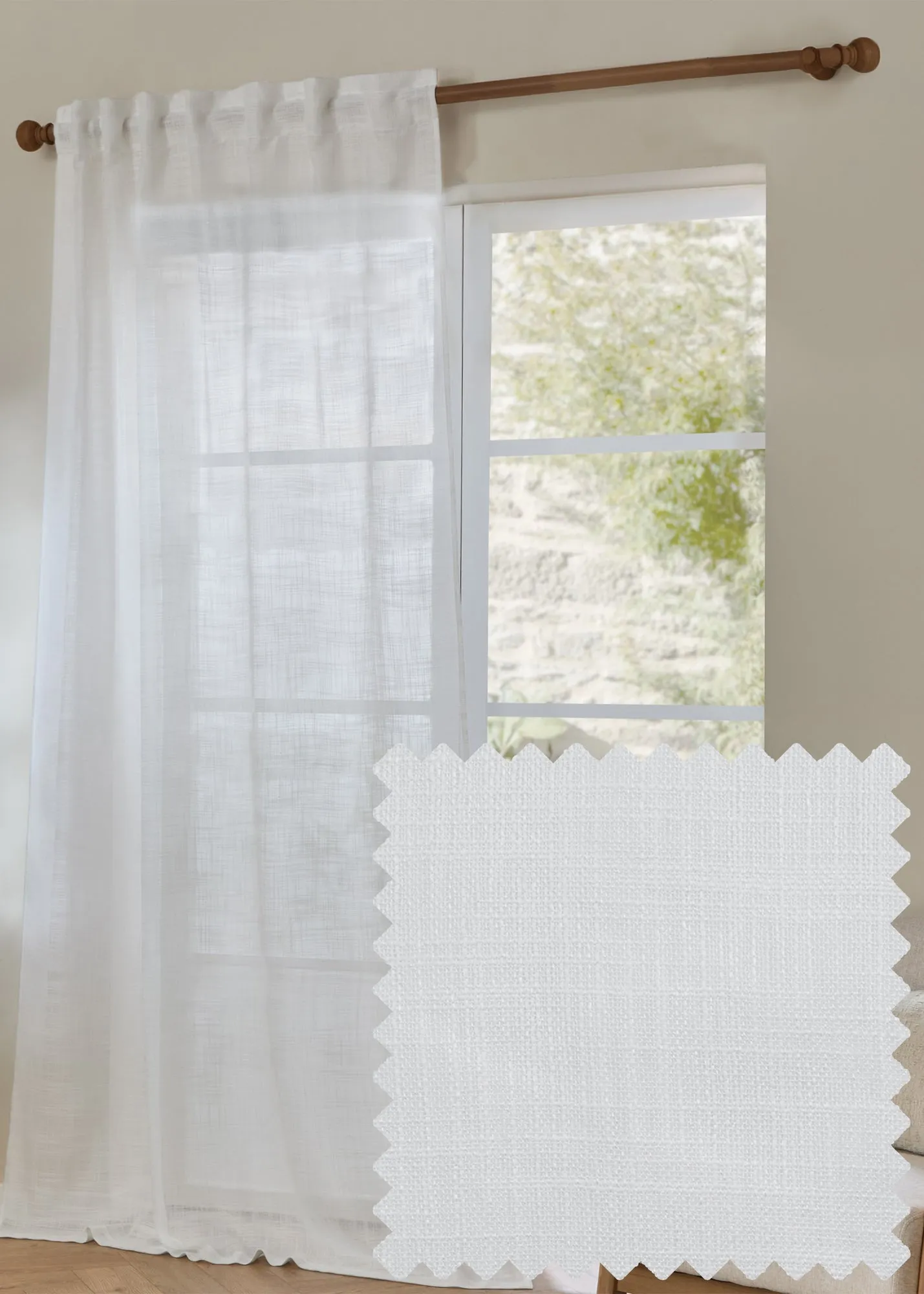 Cirrus Woven Snow Sheer Panel - White, Polyester product