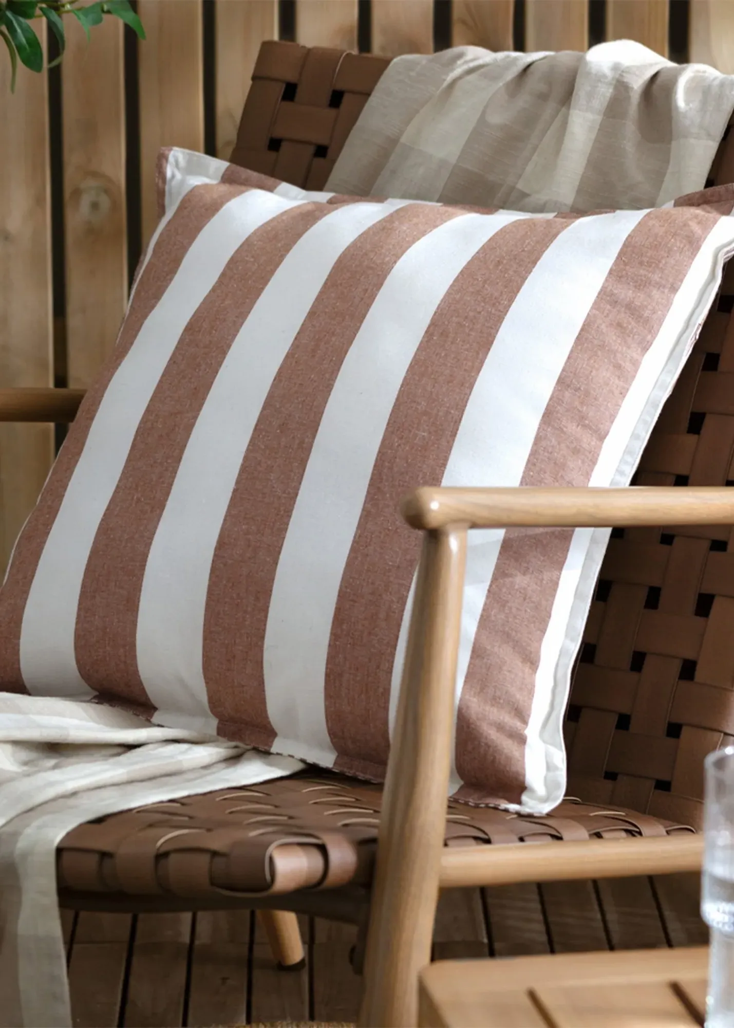 Hayle Reversible Outdoor Cushion - Brown, Cotton product