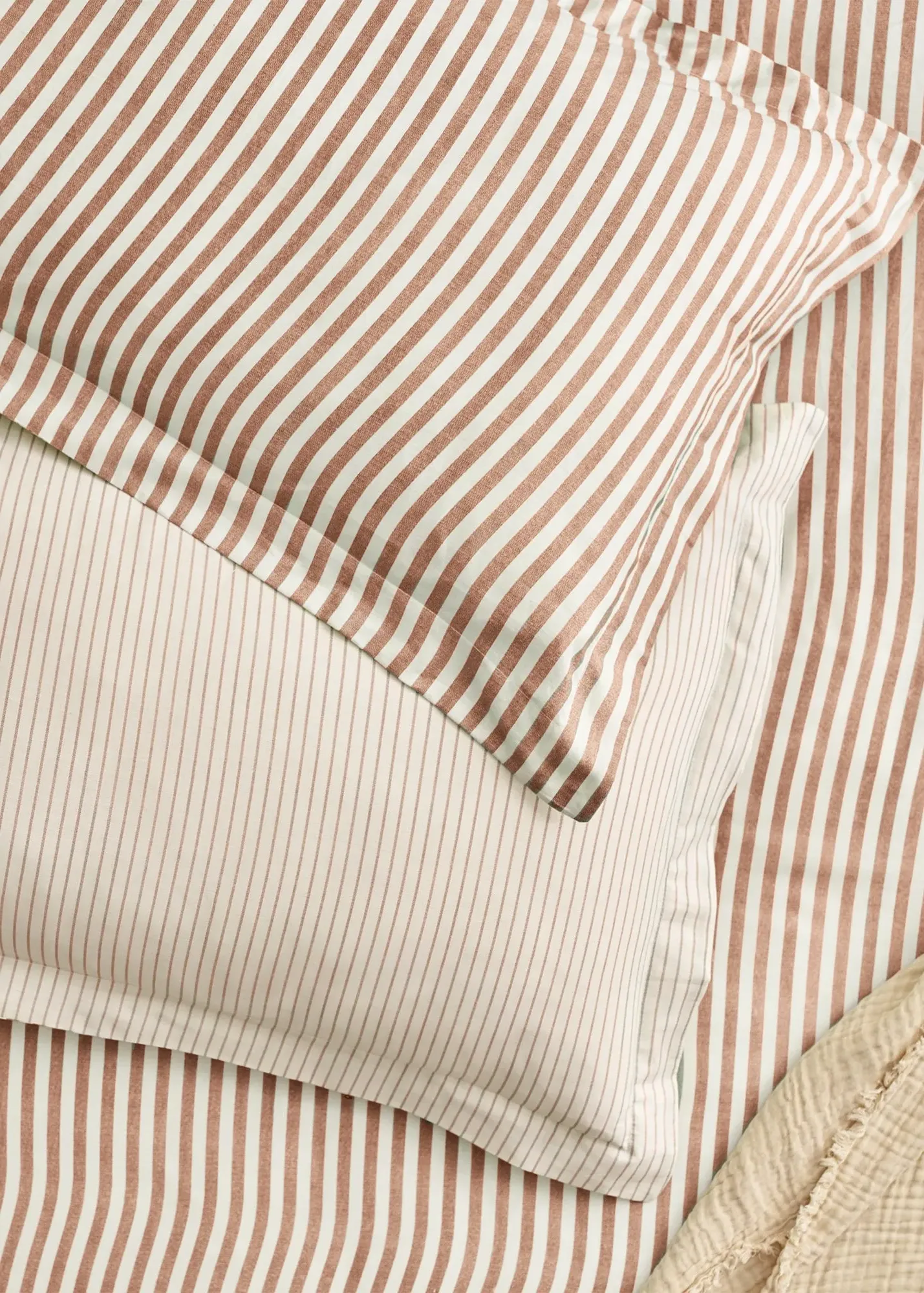 Hebden Melange Stripe Pecan Pillowcase - Orange, Cotton product