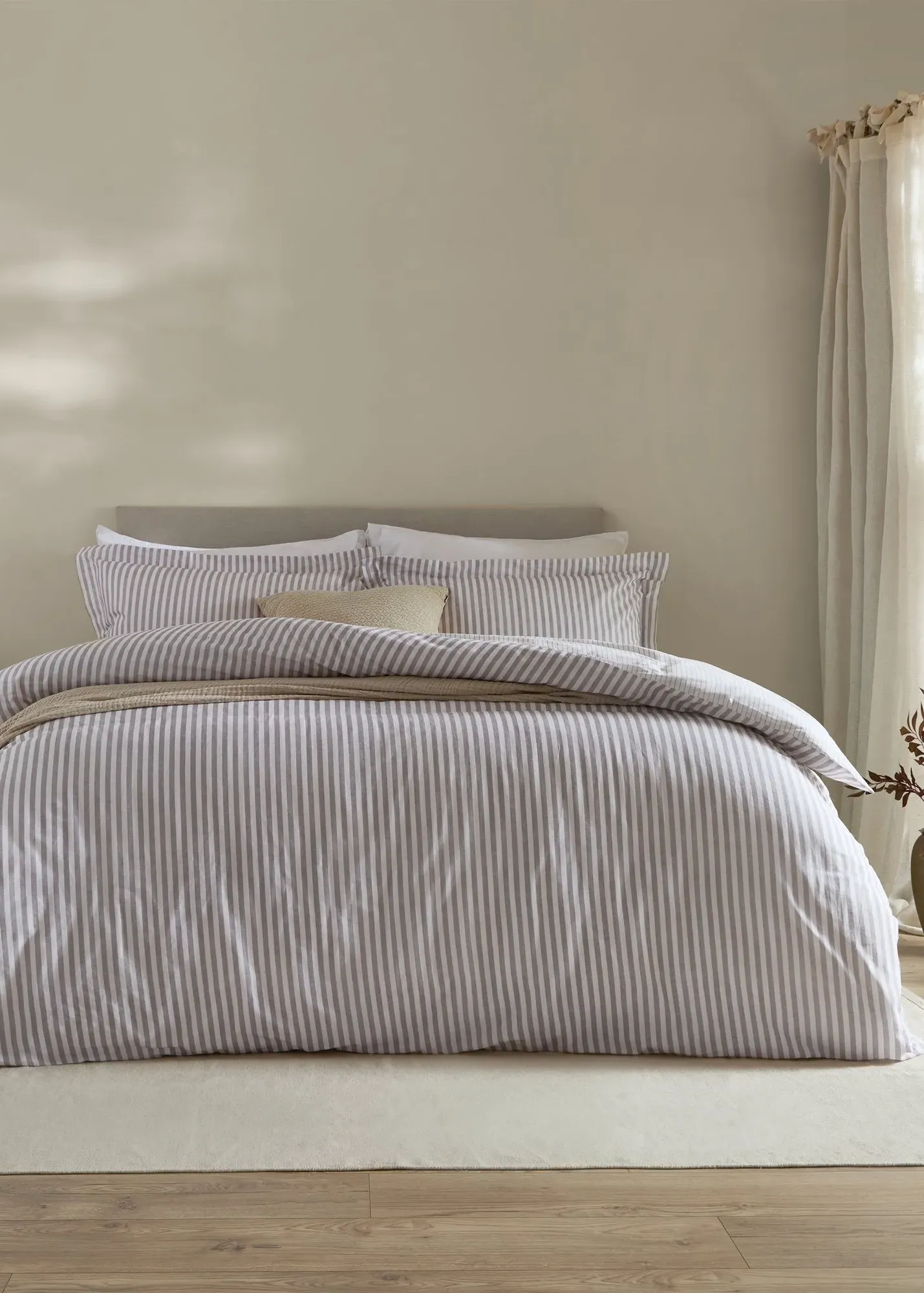 Hebden Melange Stripe Single Duvet Cover Set - Purple, Cotton product