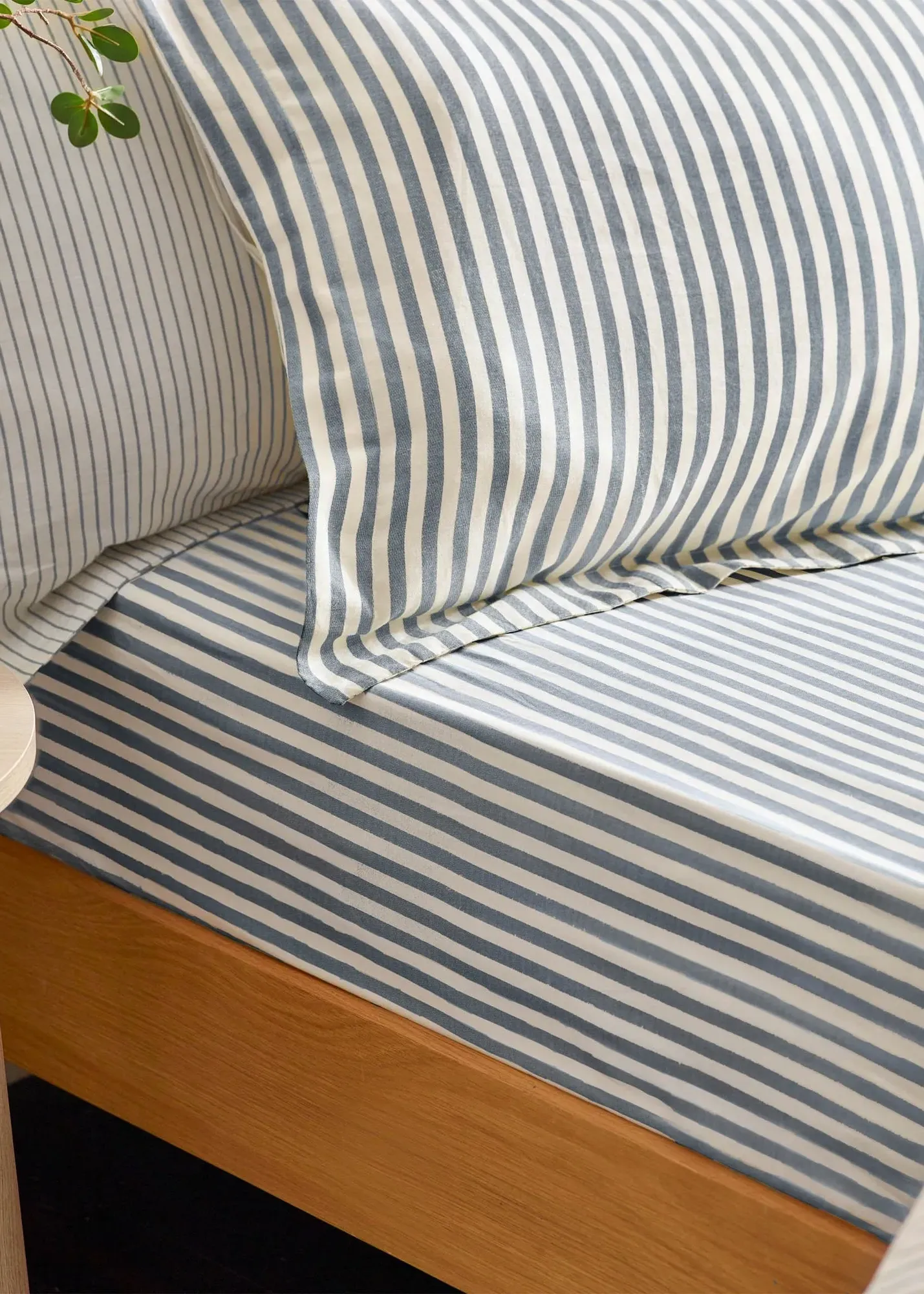 Hebden Melange Stripe Single Fitted Sheet - Navy, Cotton product