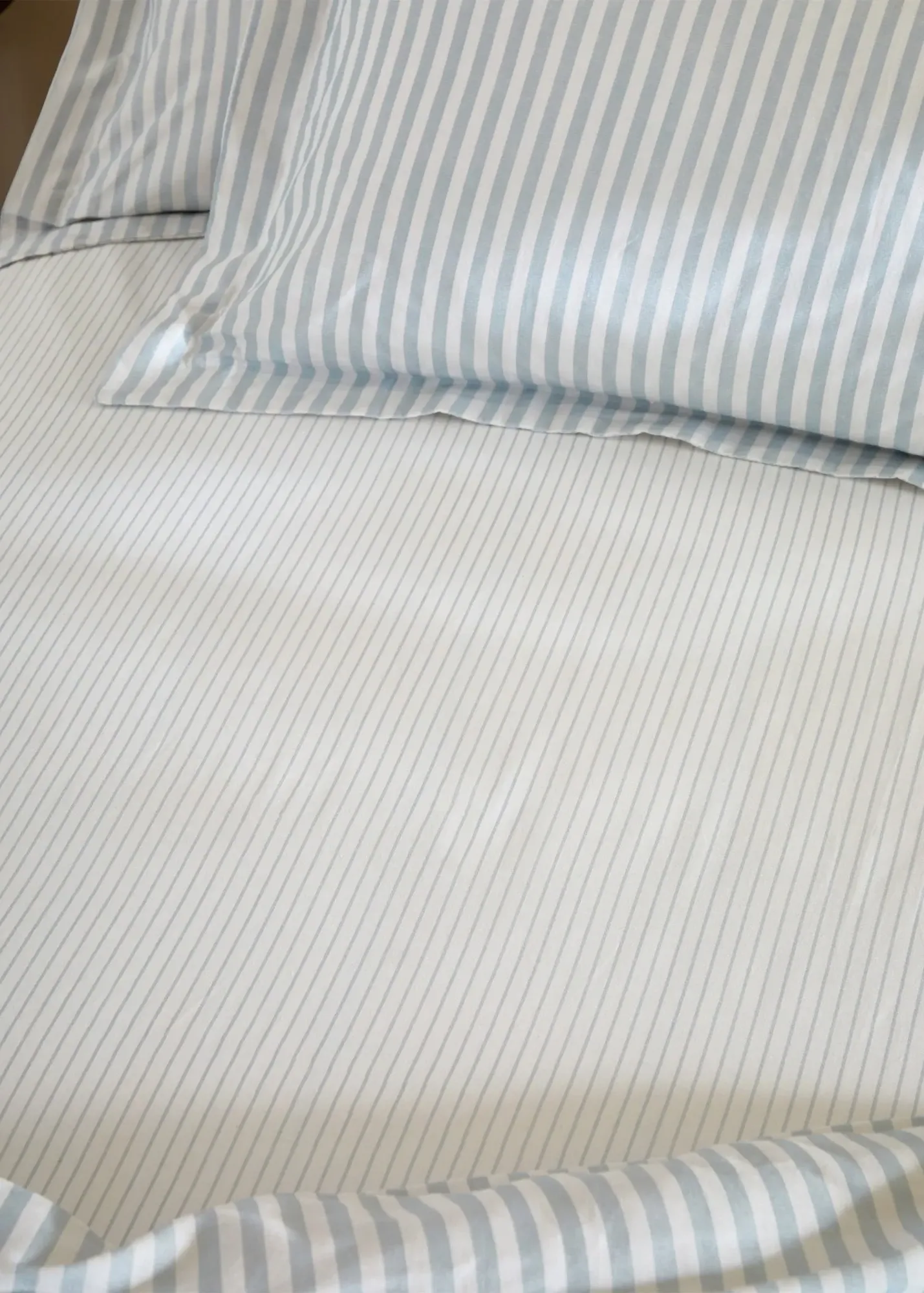 Hebden Narrow Stripe Double Fitted Sheet - Blue, Cotton product