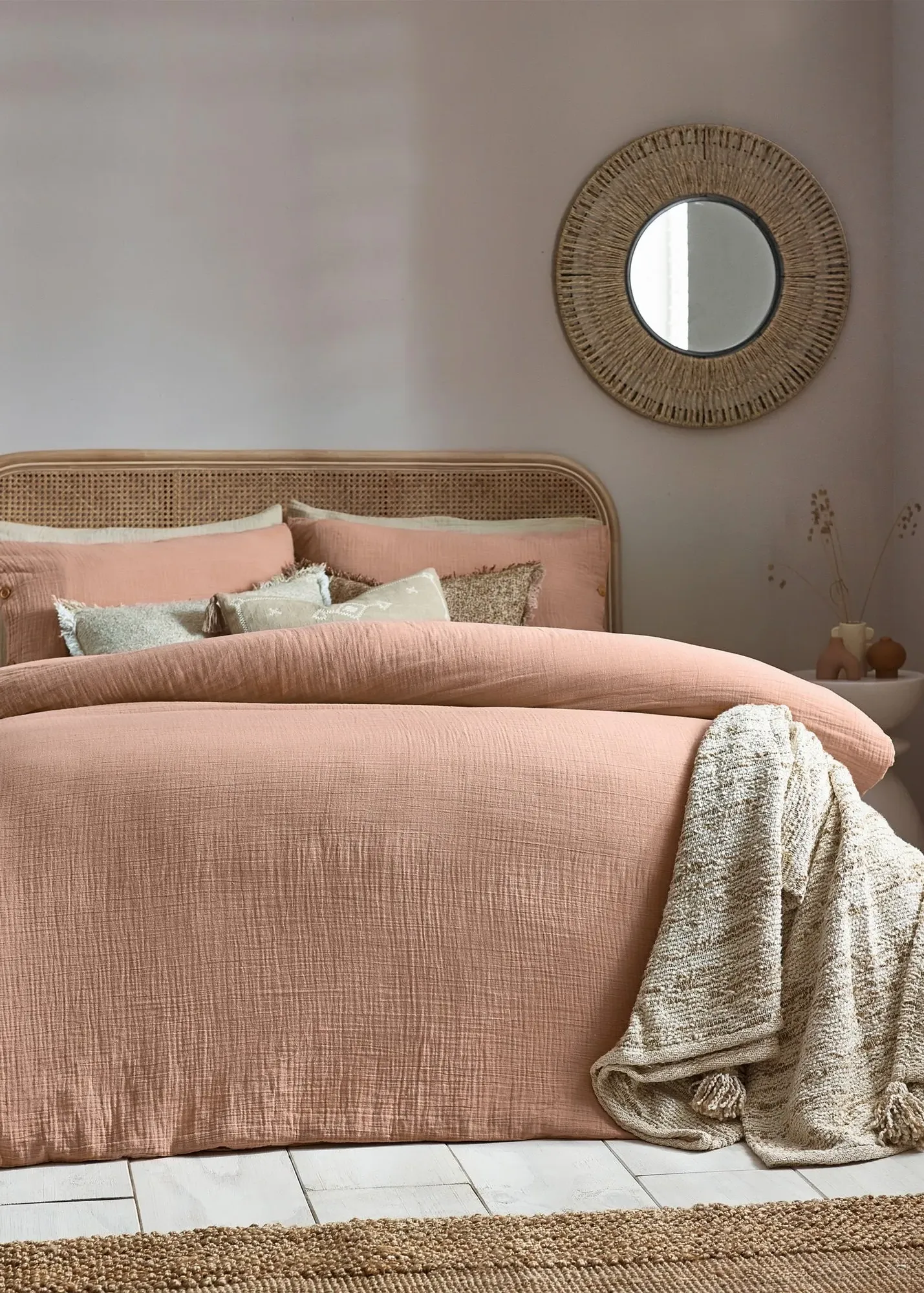 Lark Single Duvet Cover Set - Clay Pink, Muslin Cotton product