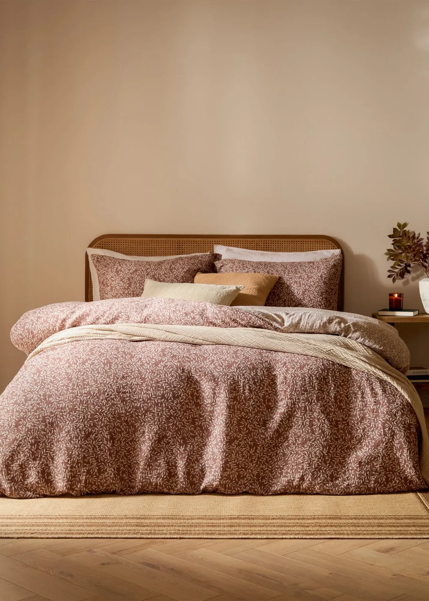 Perrie Leaf Muslin Single Duvet Set - Brown, Cotton product