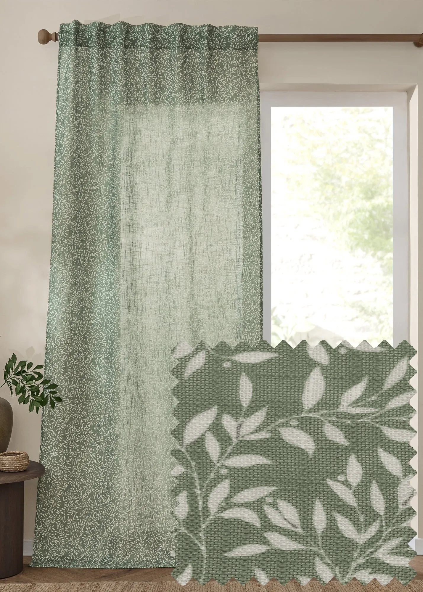 Perrie Leaf Sheer Woven Panel - Green product
