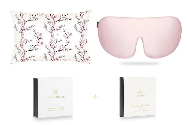 Cherry Blossom Standard Pillowcase Silk Sleep Gift Set - Pink product