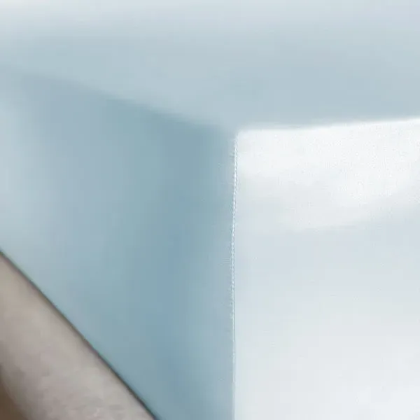 Double Silk Fitted Sheet 30cm Deep - Pastel Blue, Mulberry Silk product
