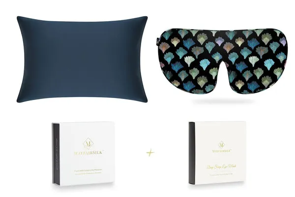 Midnight Blue & Dark Aqua Fans Silk Sleep Gift Set - Standard product