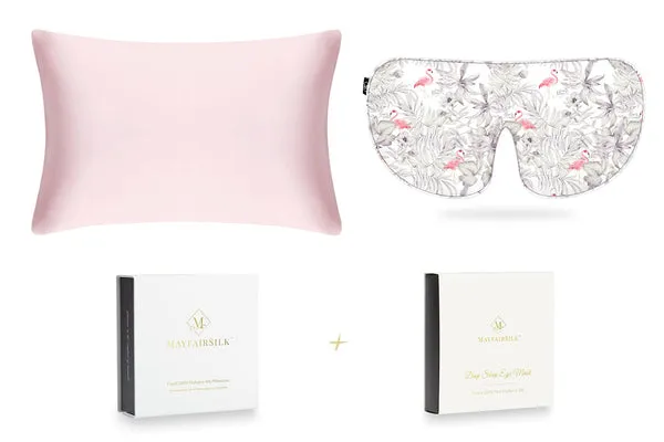 Precious Pink Flamingos Silk Sleep Gift Set - Standard Pillowcase product