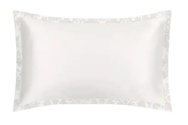 Super King Oxford Pillowcase with Damask - Ivory, Silk