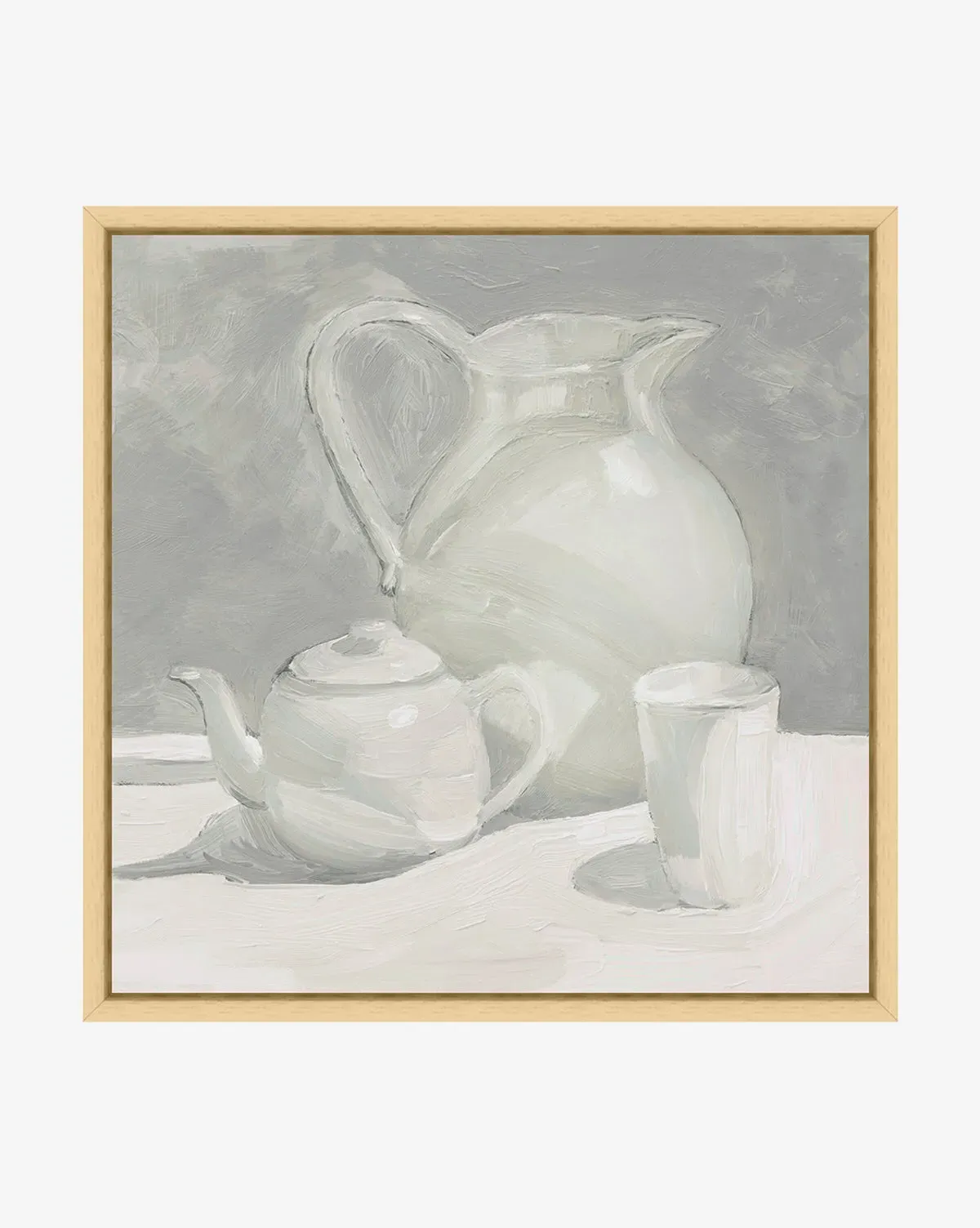 Afternoon Earl Gray Framed Giclee Canvas Print - Natural Wood product