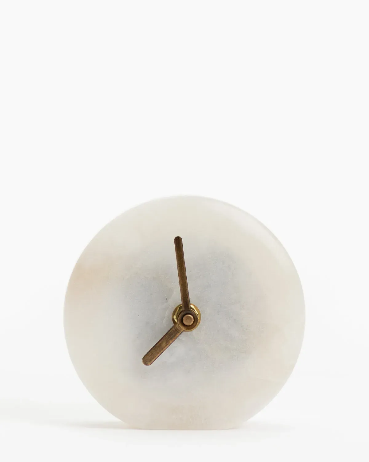 Alabaster Round Table Clock - Brass, Stainless Steel product