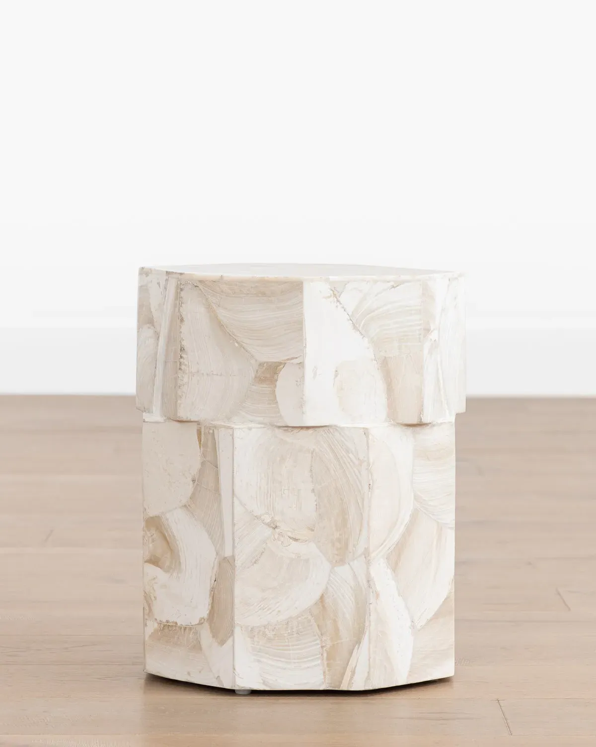 Andrade Octagonal Side Table - Ivory, Fossilized Clam Shell product