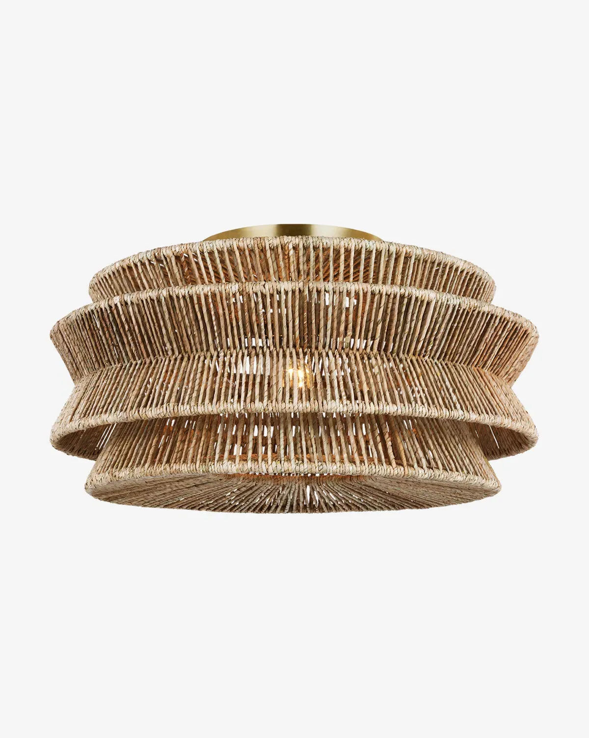 Antigua Large Semi-Flush Mount - Antique Burnished Brass, Abaca product