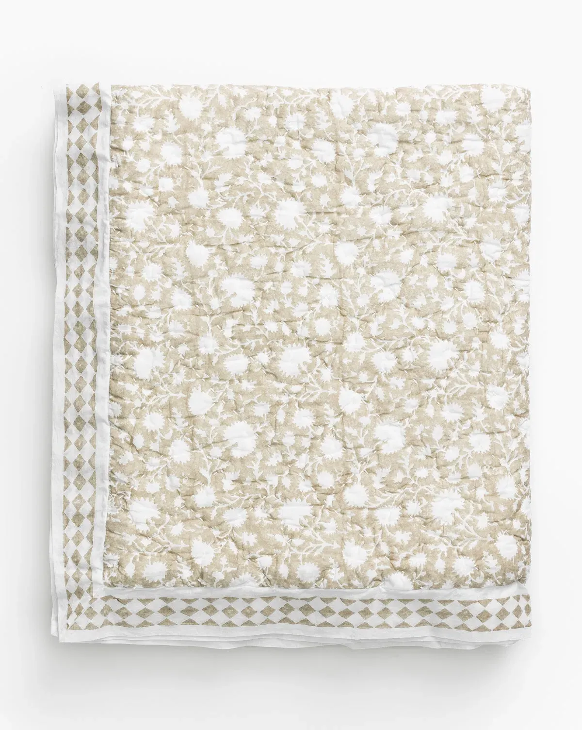 Arcadia Block Print Crib Quilt - Tan, Cotton product