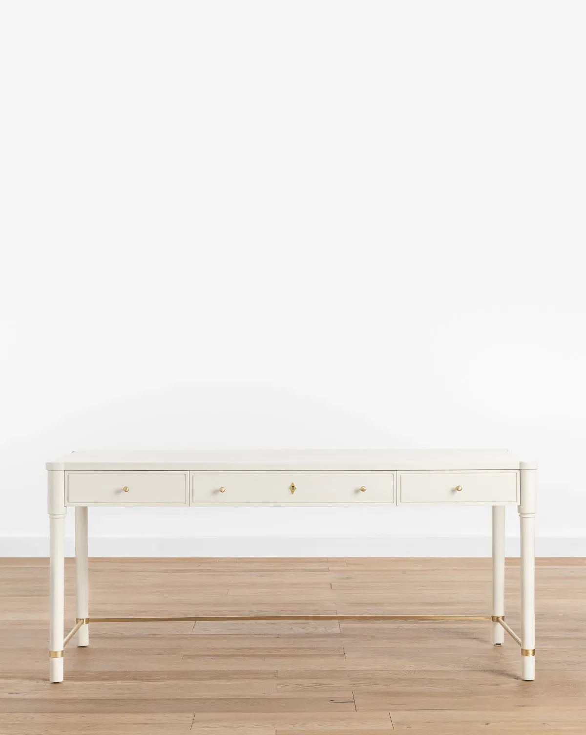 Arthur Wood Desk with Storage - Bone White, Oak product