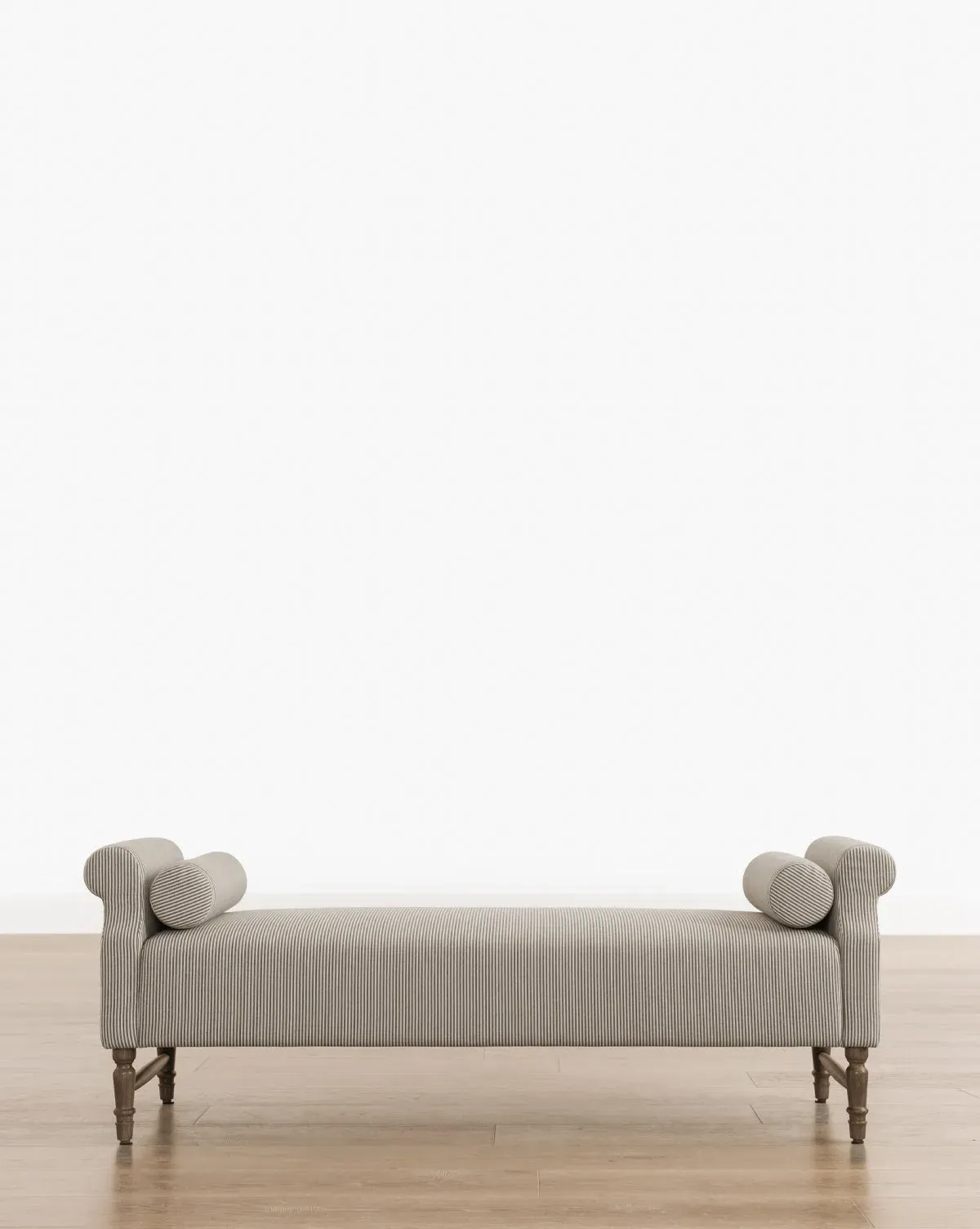 Asher Bench with Bolster Pillows - Charcoal & Ivory, Linen product