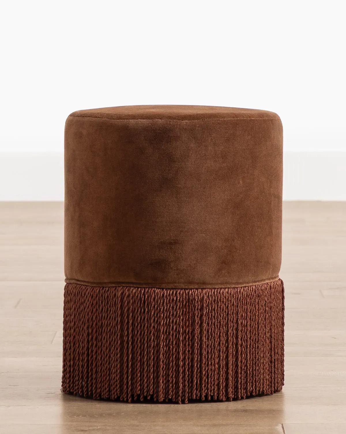 Astrid Fringe Stool - Brown, Velvet product