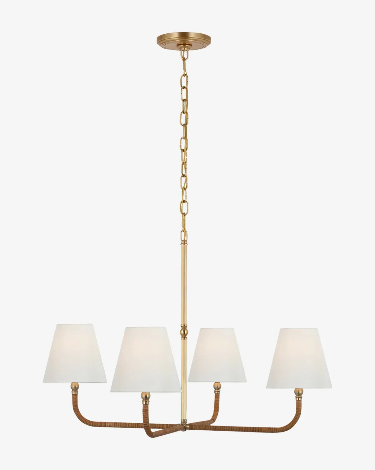 Basden Medium Single Tier Chandelier - Antique Brass, Natural Rattan product