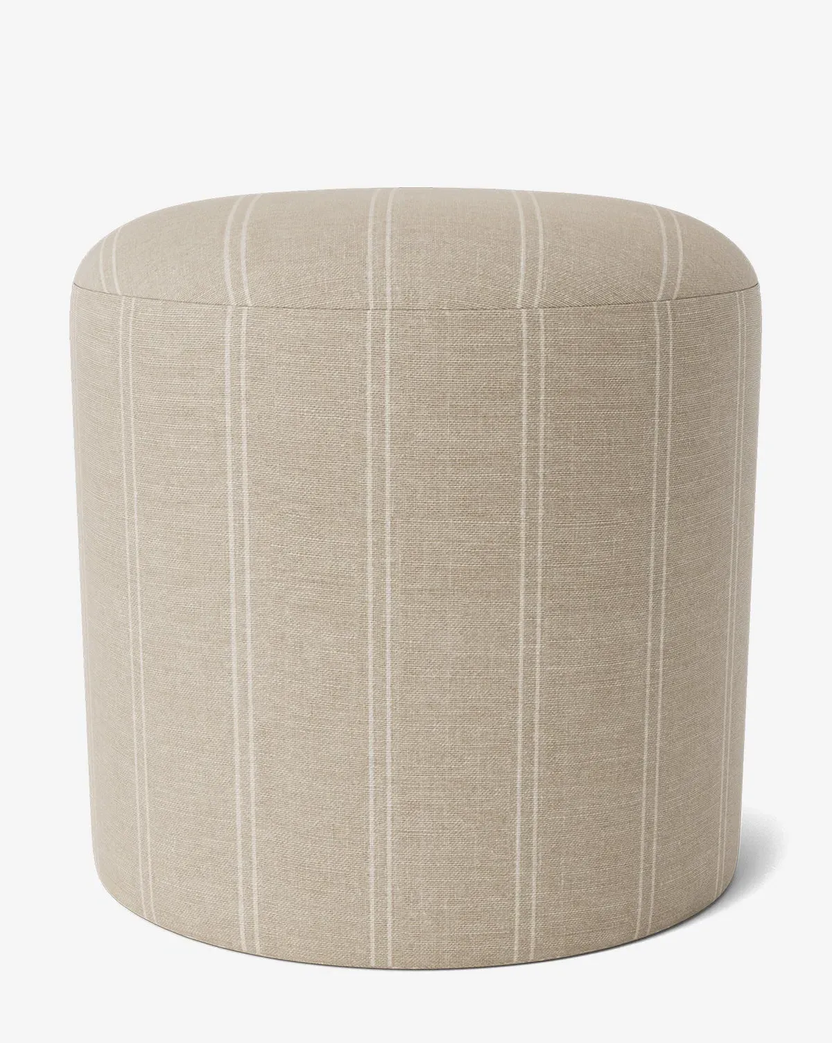Bellamy Small Cylindrical Ottoman - Oatmeal & Ivory Stripe, Linen product