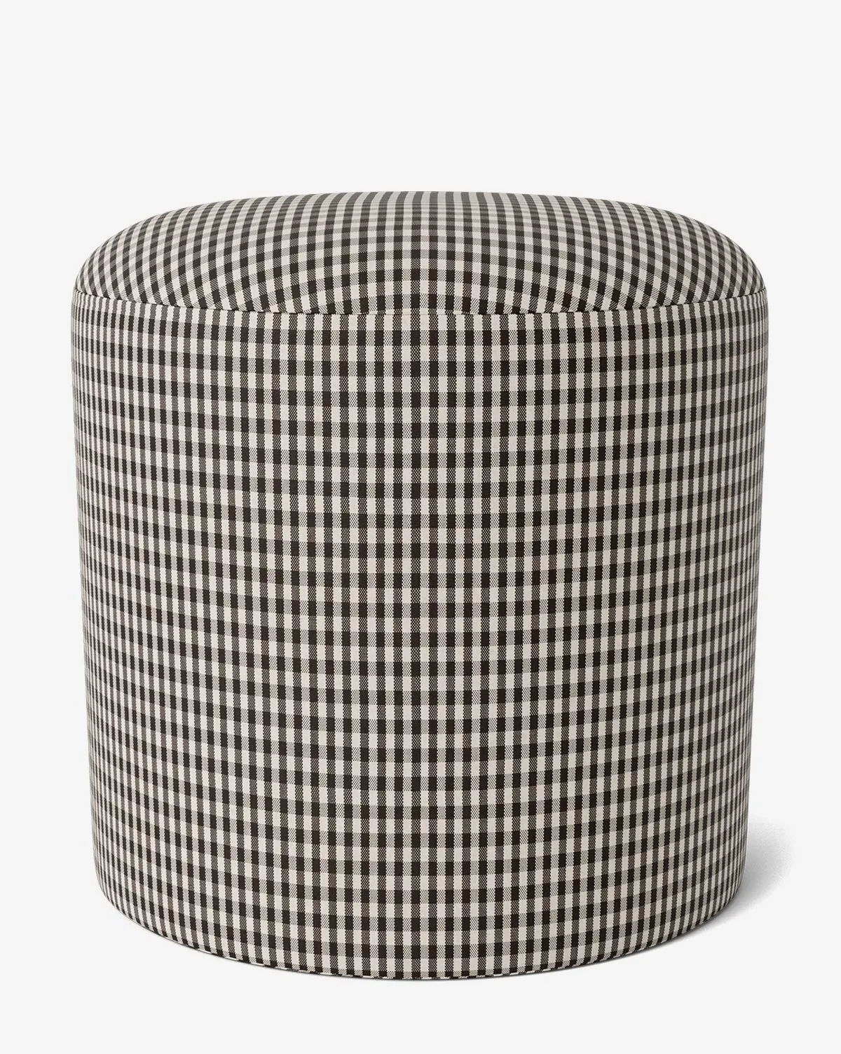 Bellamy Small Ottoman - Dark Brown, Gingham Fabric product
