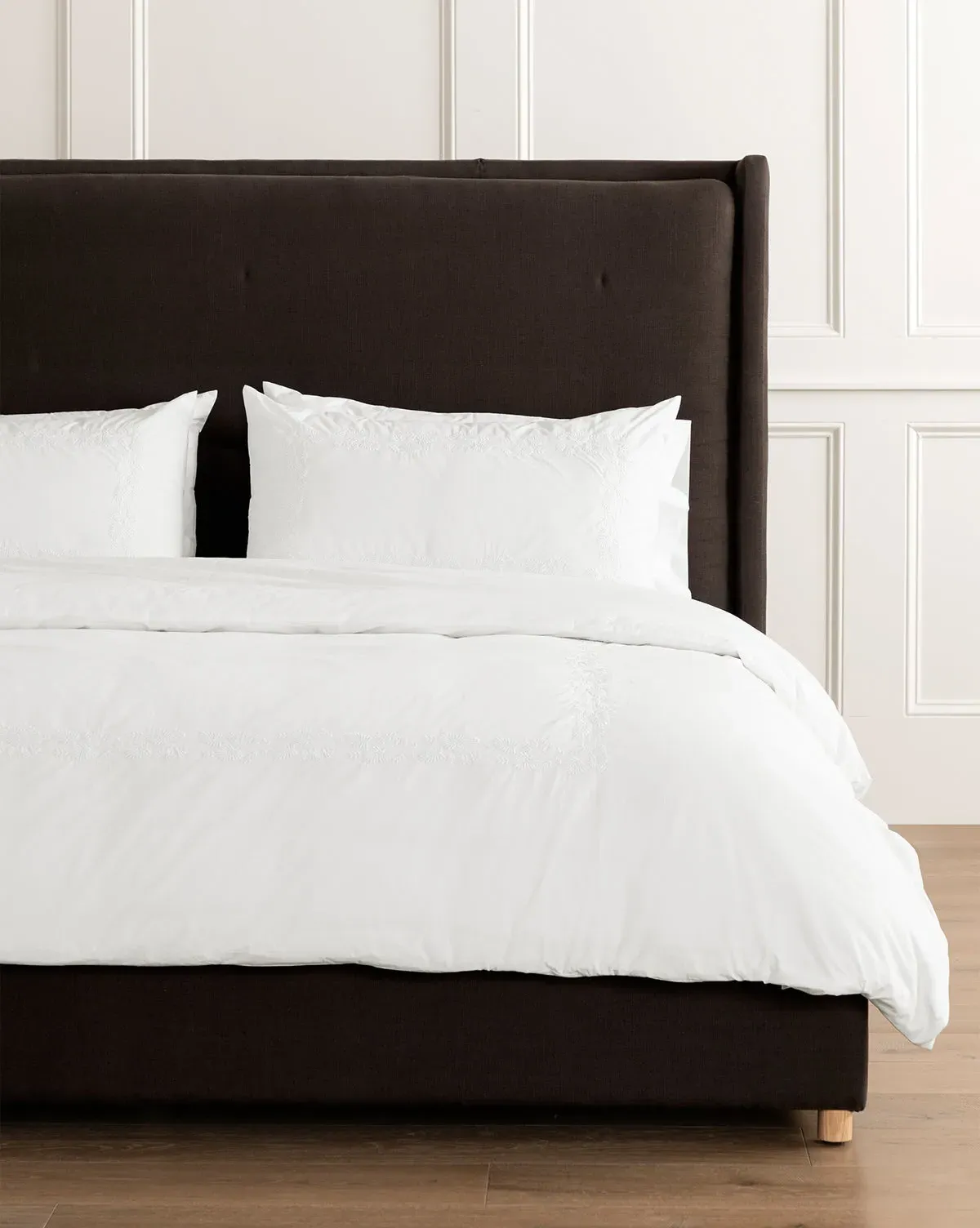 Bianca Full/Queen Embroidered Duvet Cover - White, Organic Cotton Percale product