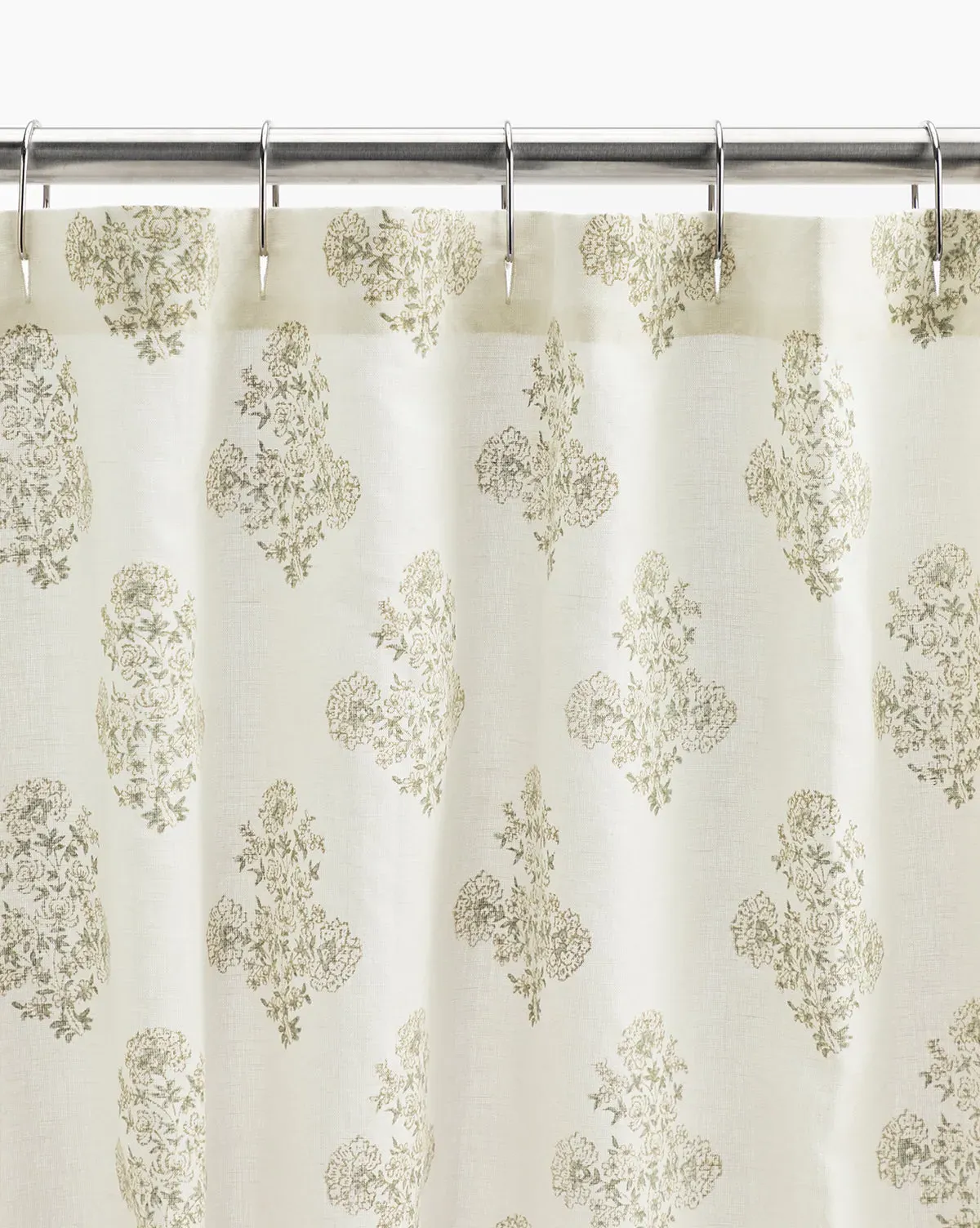 Block Print Floral Shower Curtain - Green product