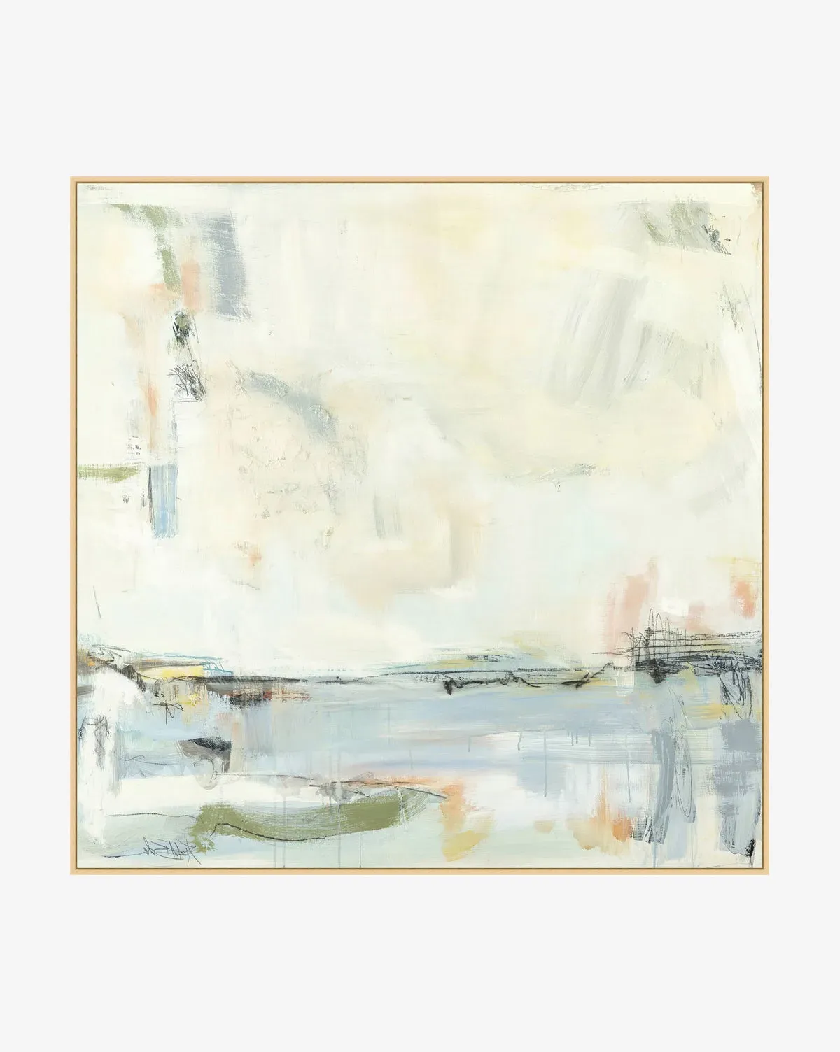 Blue Blush Framed Canvas Giclee Print - Natural Wood product