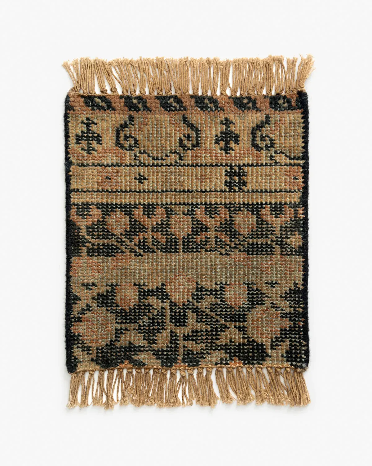 Campanella Hand-Knotted Rug Swatch - Black, Brown & Navy, Wool product