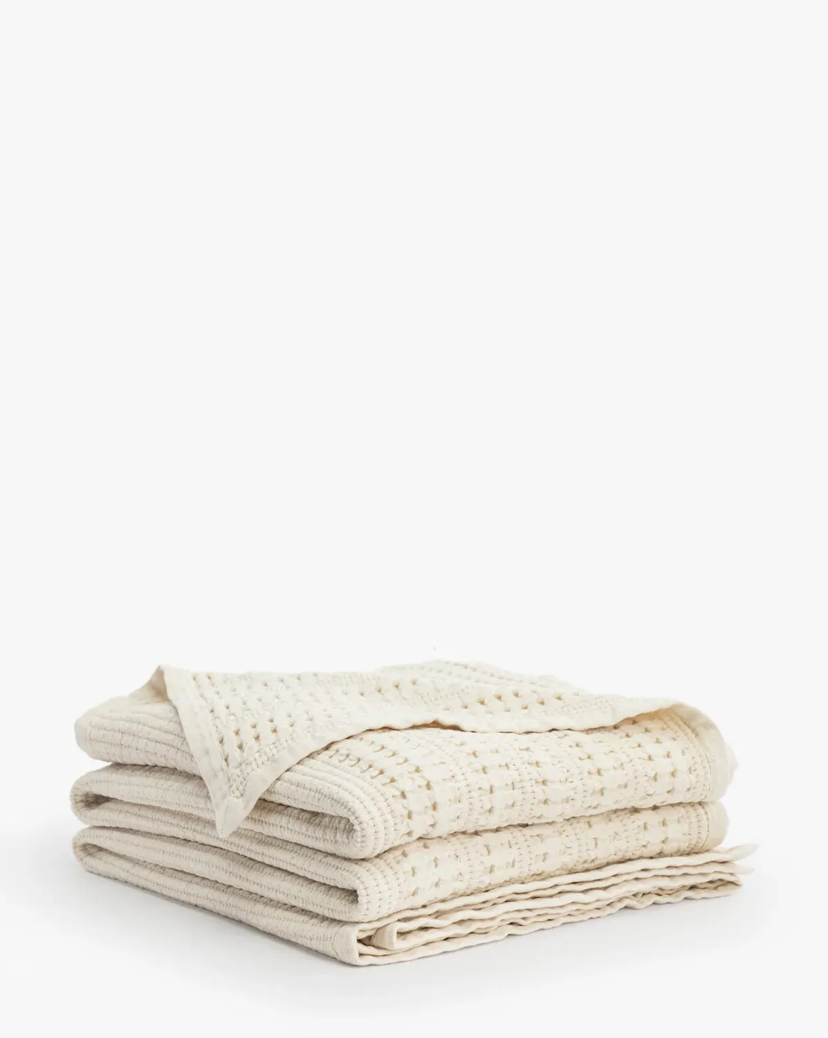 Carnel Waffle Full/Queen Blanket - Cream, Cotton product
