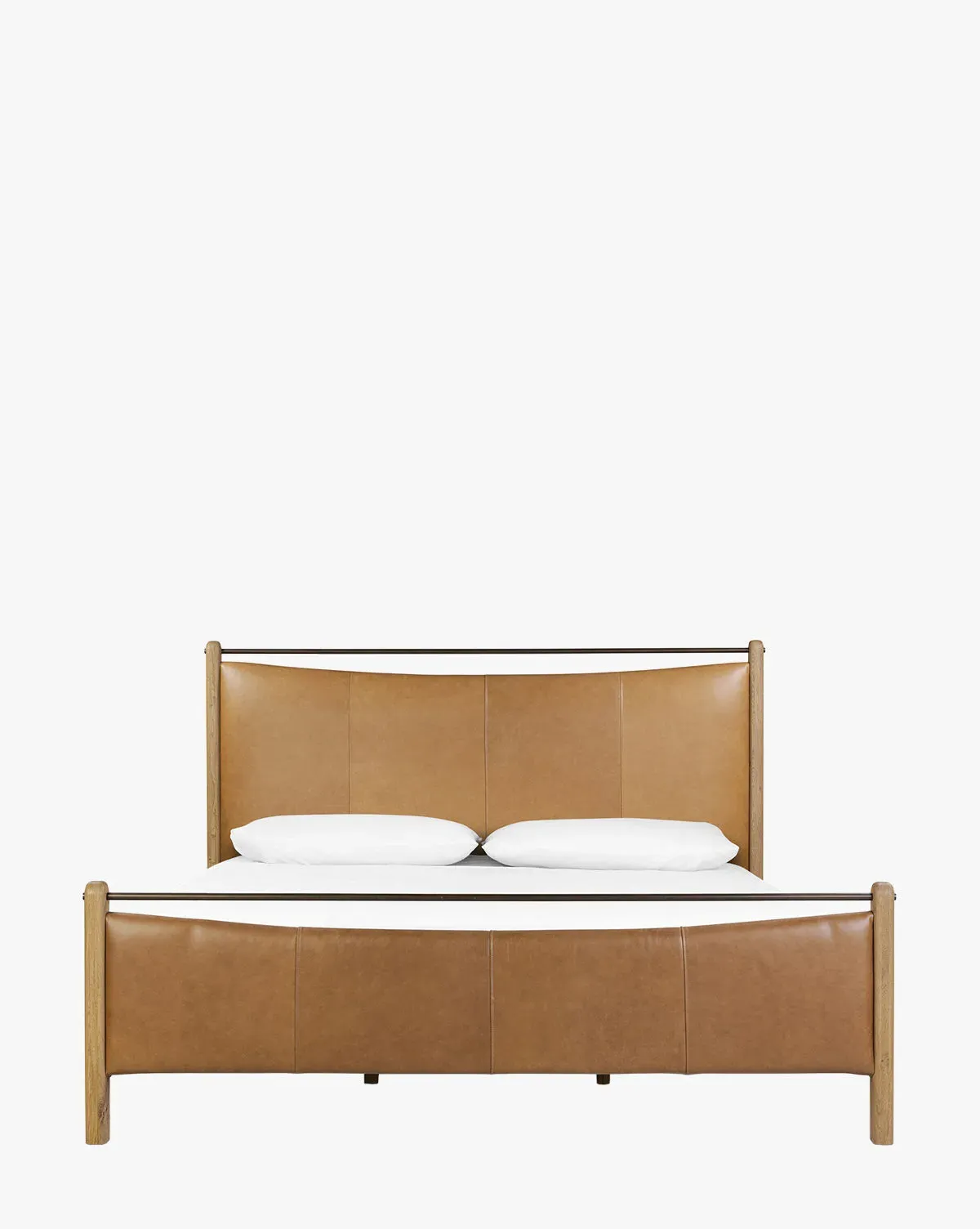 Carolina Queen Size Bed Frame - Leather, Oak product