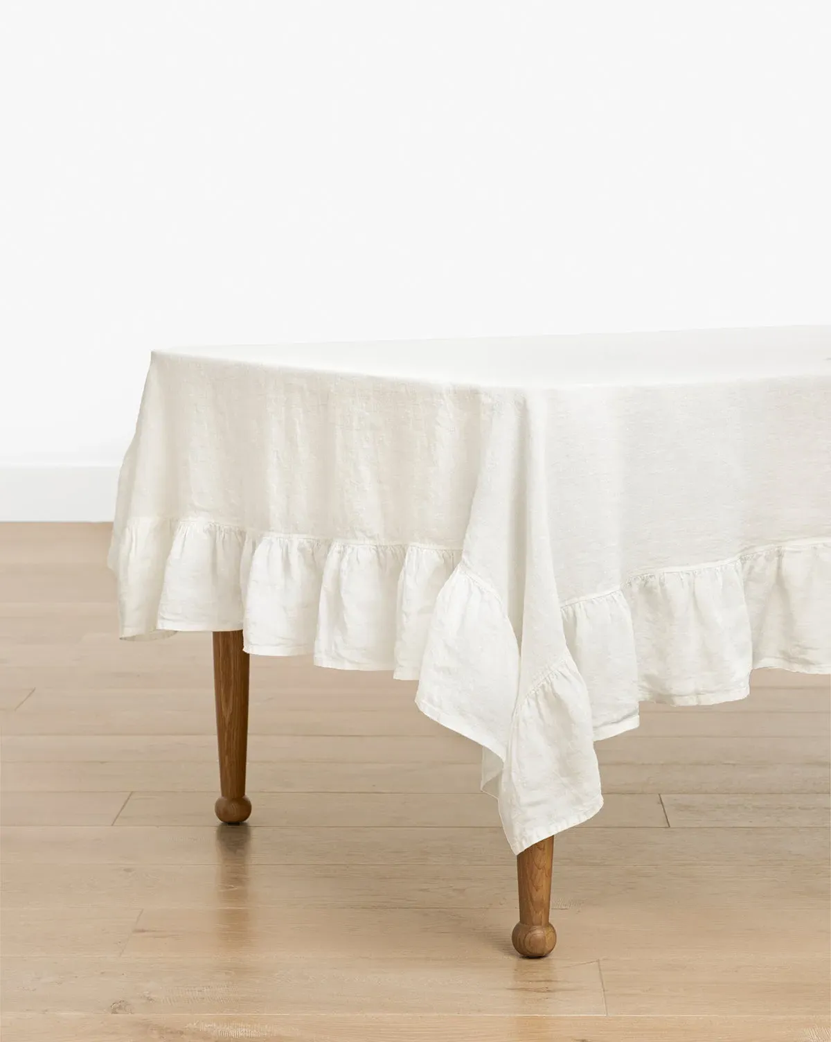 Catania Ruffle Tablecloth - White, Linen product